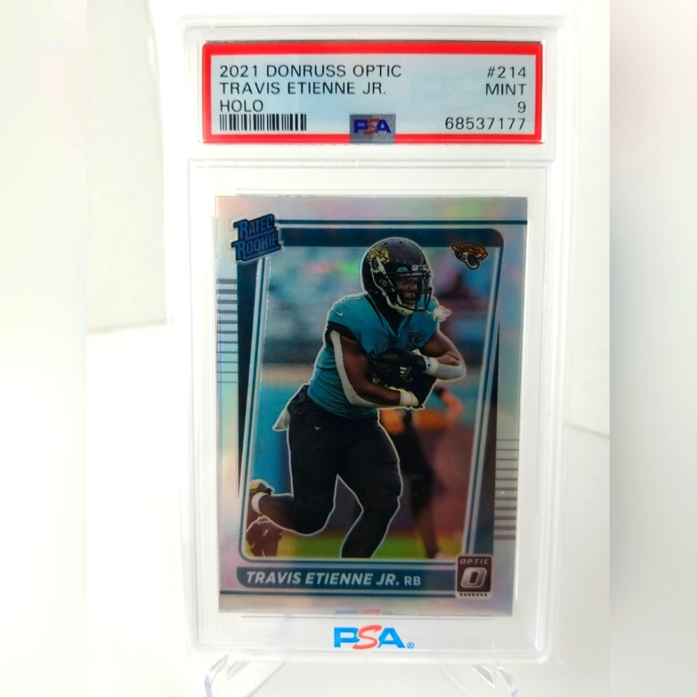 2021 Donruss Optic Travis Etienne Jr. RC Silver Holo # 214 - PSA MINT 9